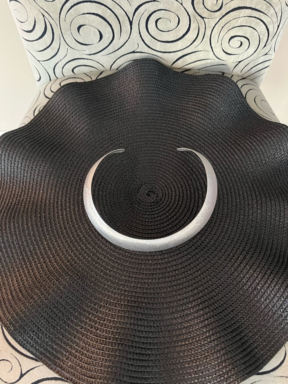 Sterling Silver Textured Crescent Collar Necklace